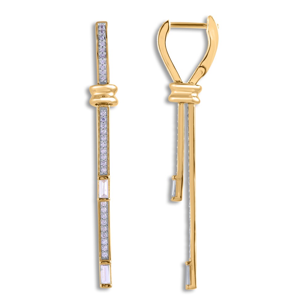 Diamond Drop Earrings 1/2 ct tw Round/Baguette 14K Yellow Gold vhI2vYuD