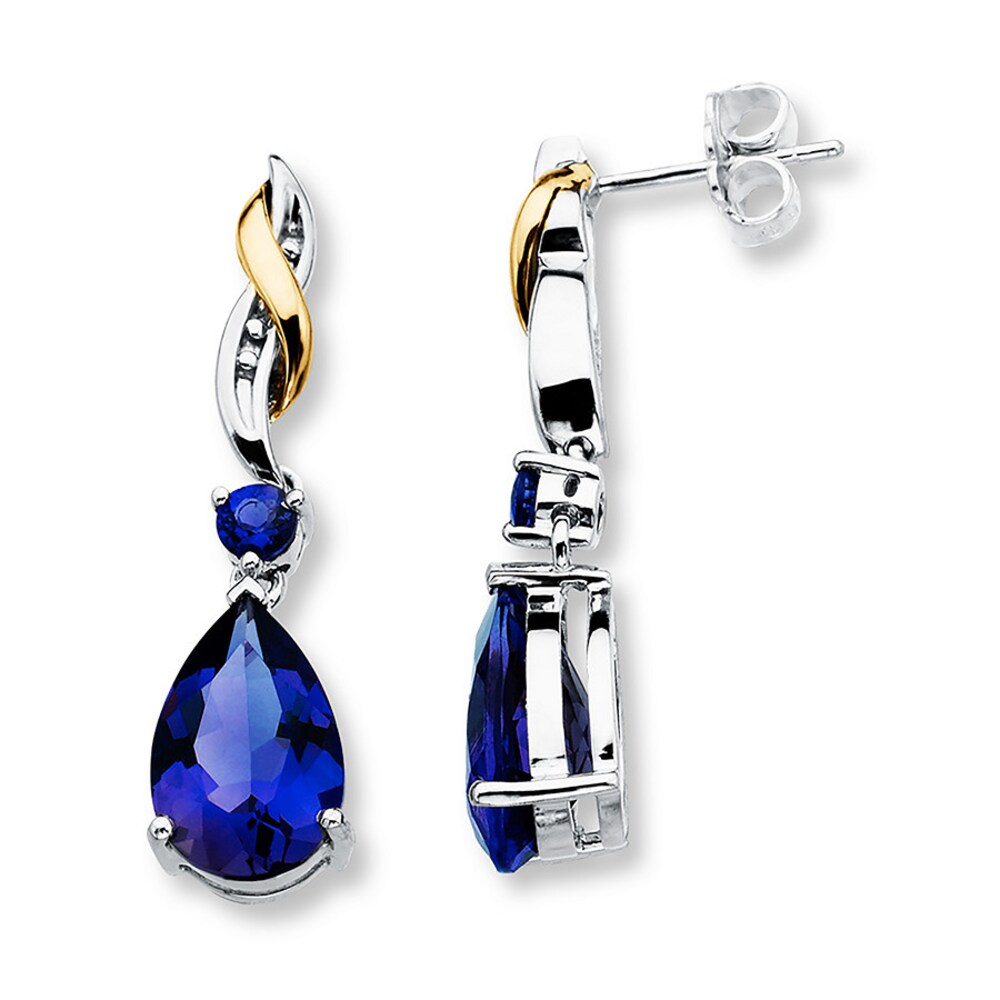 Lab-Created Sapphire Earrings Sterling Silver/10K Gold vjFlCR78