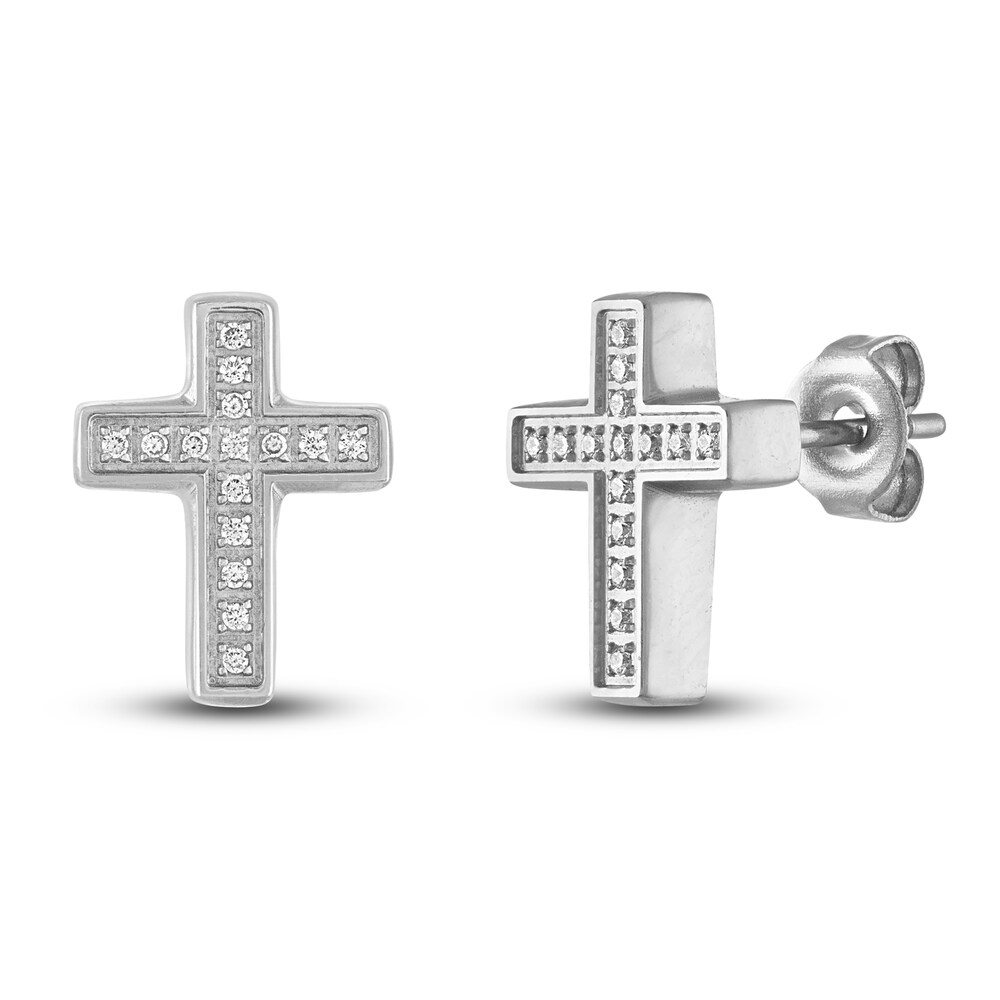 Diamond Cross Earrings 1/10 ct tw Round Stainless Steel vsDY33LP