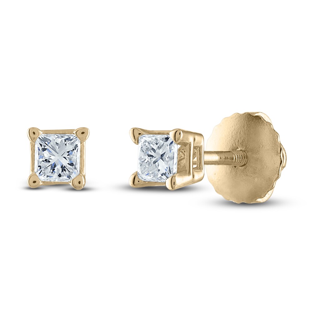 Diamond Solitaire Stud Earrings 1/4 ct tw Princess 14K Yellow Gold (I1/I) vzGgYzS0