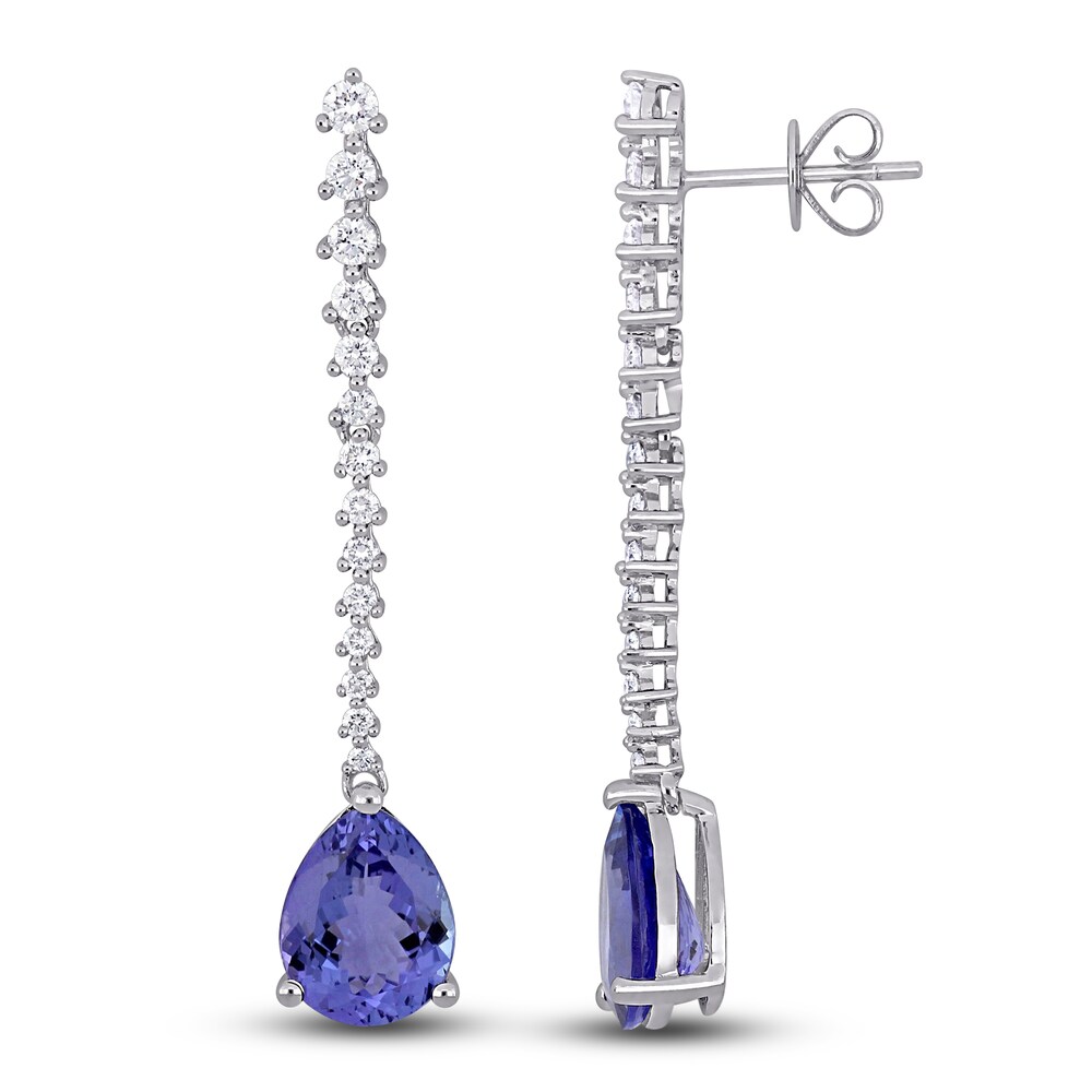 Natural Tanzanite Drop Earrings 3/4 ct tw Round 14K White Gold vzi4ORL4