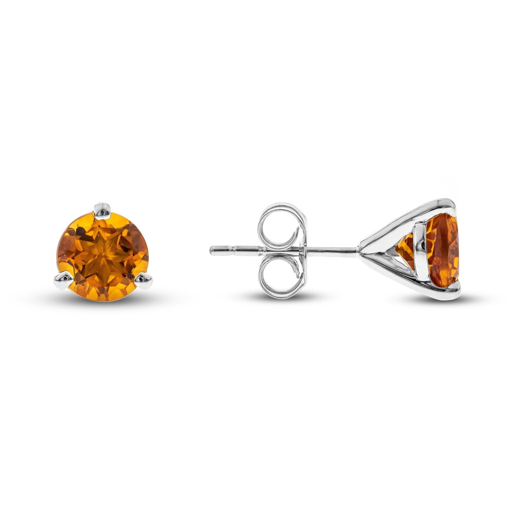 Natural Citrine Martini Stud Earrings 14K White Gold w1CkhLV9