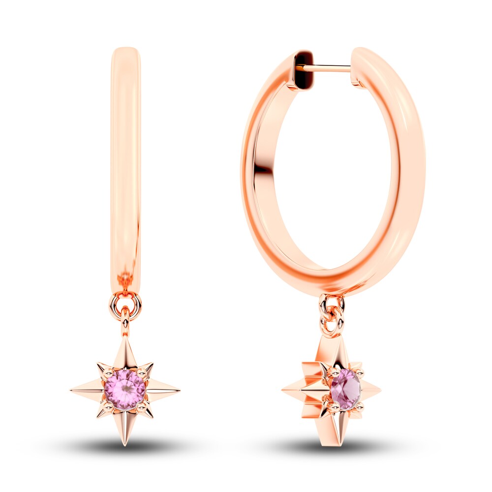 Juliette Maison Natural Pink Tourmaline Starburst Hoops 10K Rose Gold w31YriGT