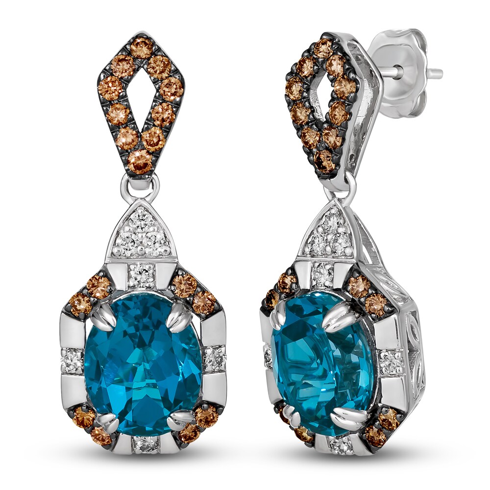 Le Vian Natural Blue Topaz Pendant Earrings 7/8 ct tw Diamonds 14K Vanilla Gold w5ST69R3