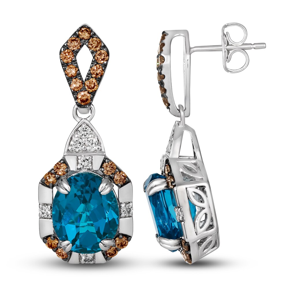 Le Vian Natural Blue Topaz Pendant Earrings 7/8 ct tw Diamonds 14K Vanilla Gold w5ST69R3