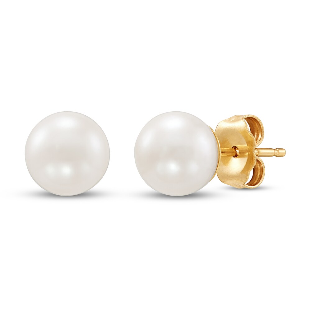 Cultured Pearl Stud Earrings 14K Yellow Gold 7.5mm w6mBxLWk