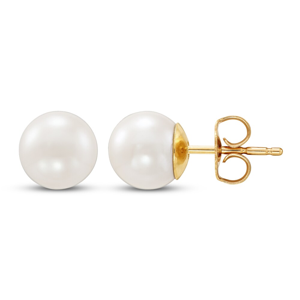 Cultured Pearl Stud Earrings 14K Yellow Gold 7.5mm w6mBxLWk