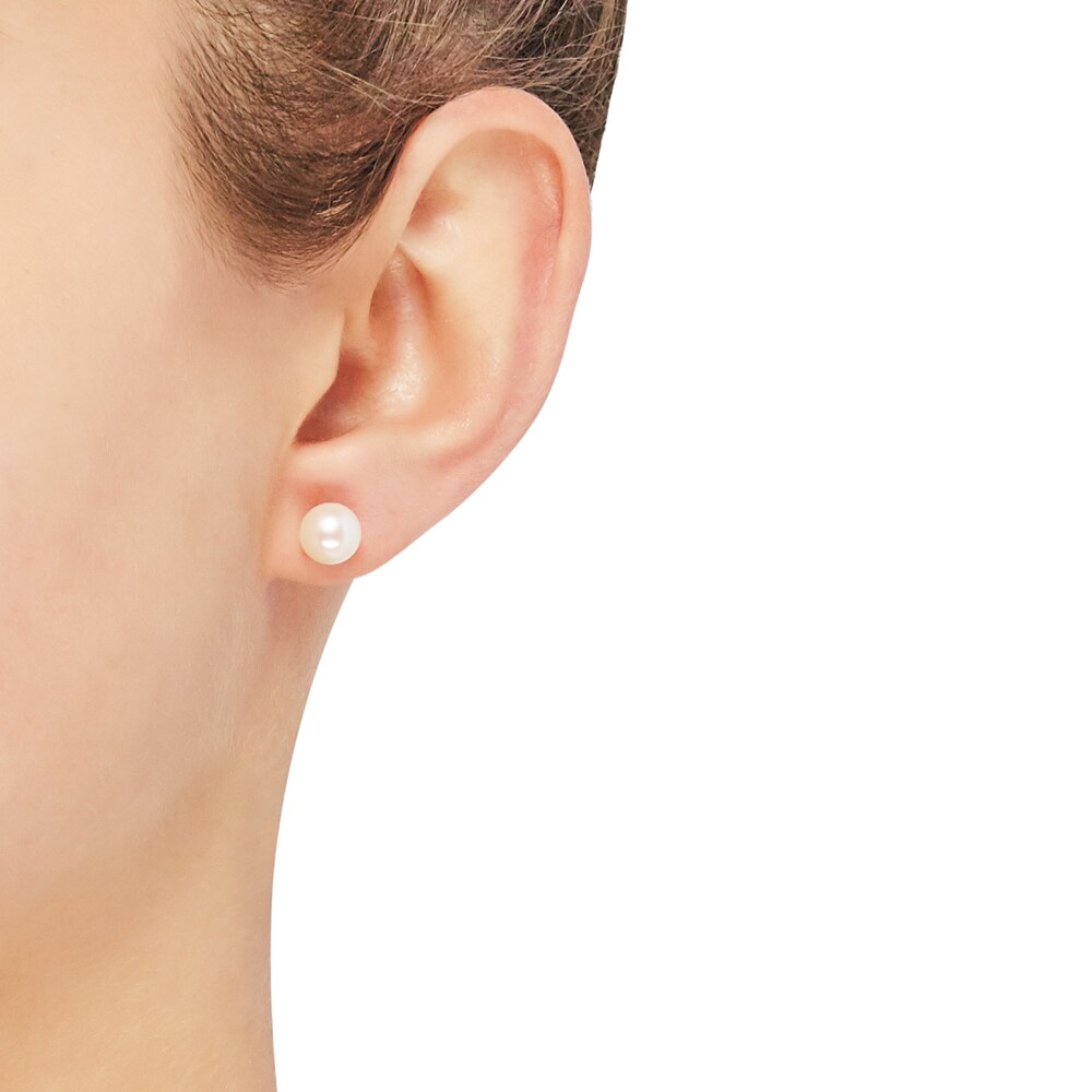 Cultured Pearl Stud Earrings 14K Yellow Gold 7.5mm w6mBxLWk