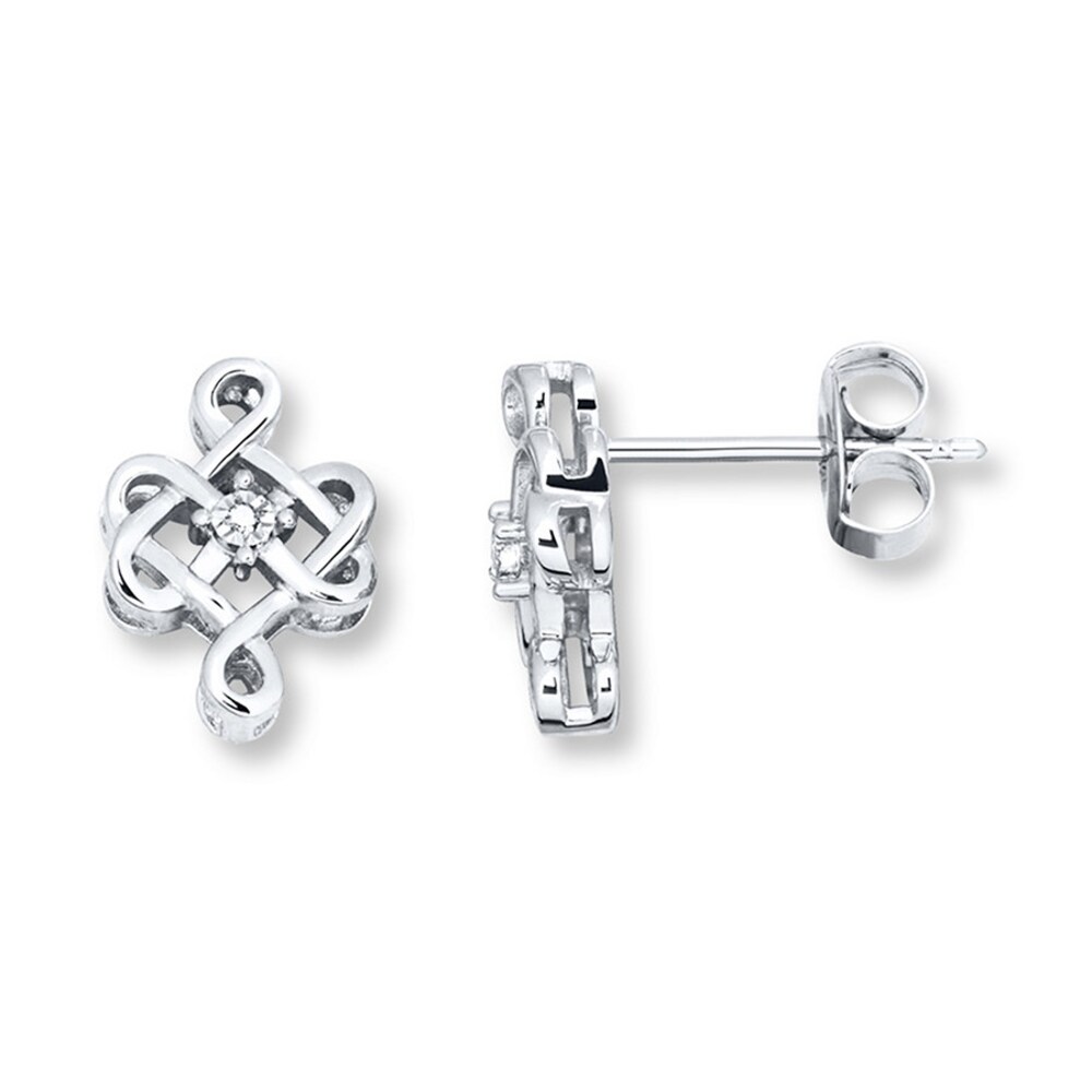 Celtic Knot Earrings Diamond Accents Sterling Silver w72zphkE