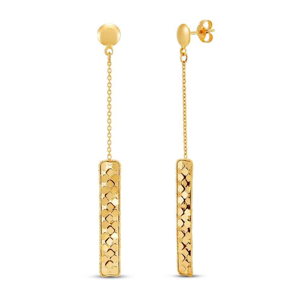 Italia D\'Oro Rectangle Bar Drop Earrings 14K Yellow Gold w9t8qNuv [w9t8qNuv]