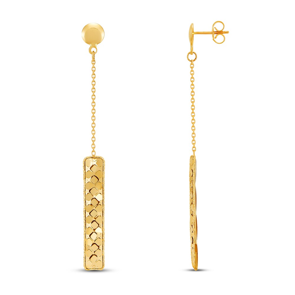 Italia D\'Oro Rectangle Bar Drop Earrings 14K Yellow Gold w9t8qNuv