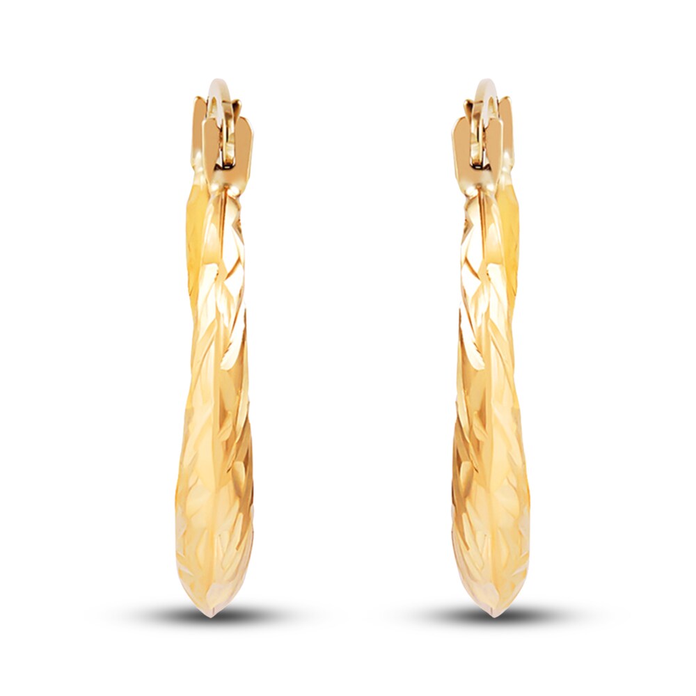 Diamond-Cut Round Tube Hoop Earrings 10K Yellow Gold wBAUZZnS