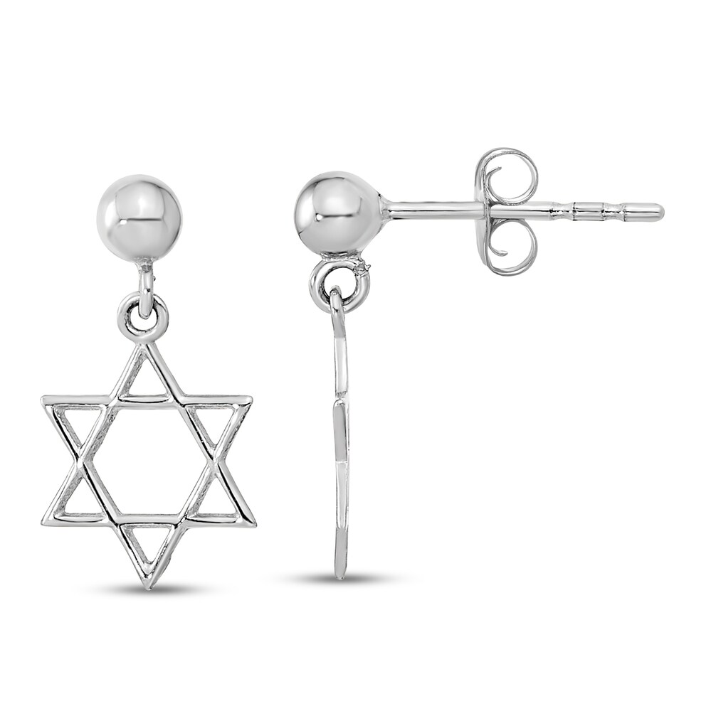 Star of David Dangle Earrings 14K White Gold wFEn4SWG