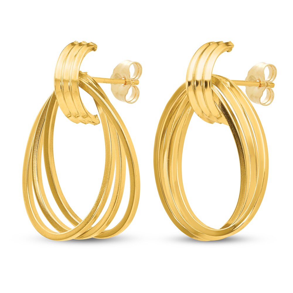 Triple Circle Fancy Post Earrings 14K Yellow Gold wMl4LzCa