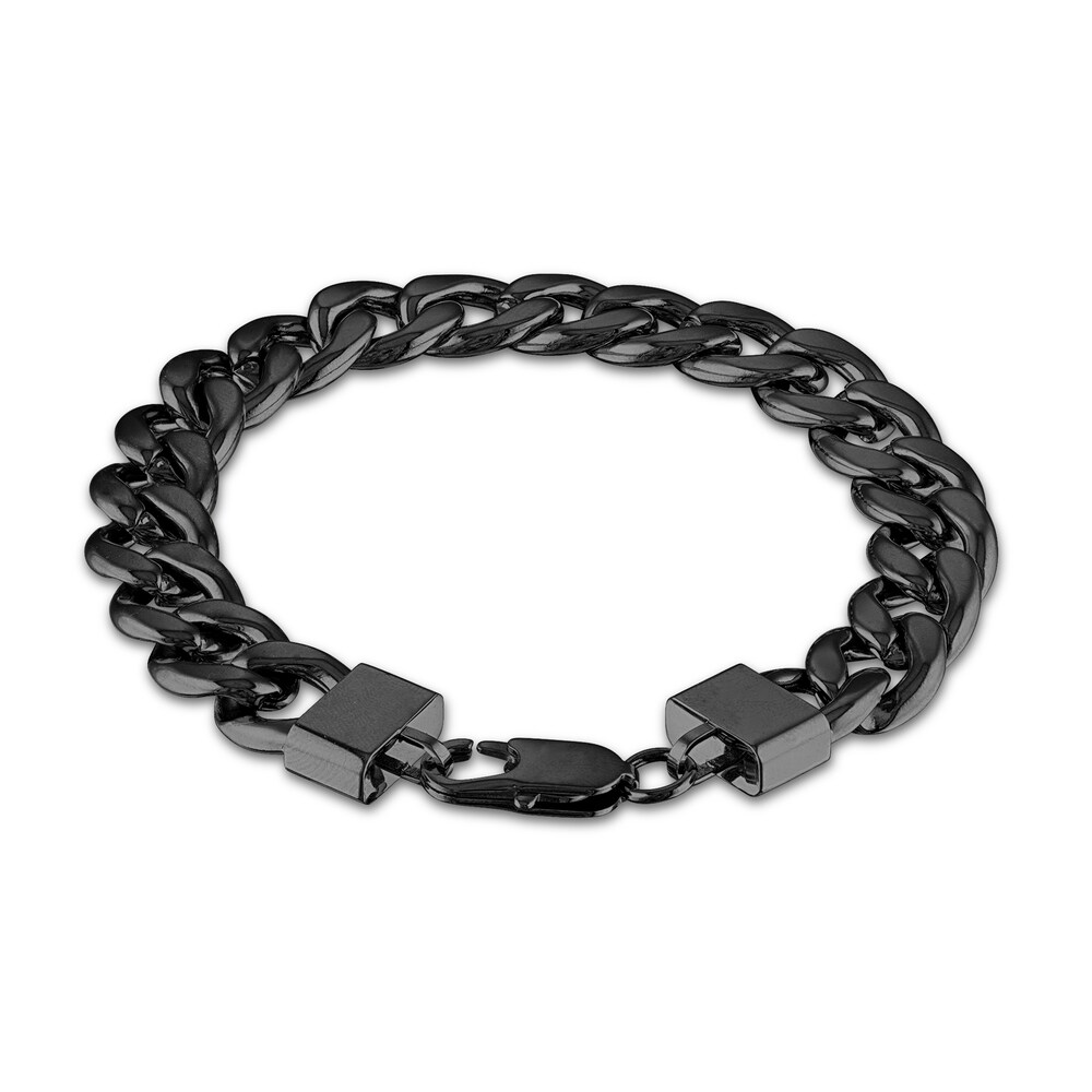 Men's Curb Chain Bracelet Black Ion-Plated Stainless Steel wNQ8Pzzq