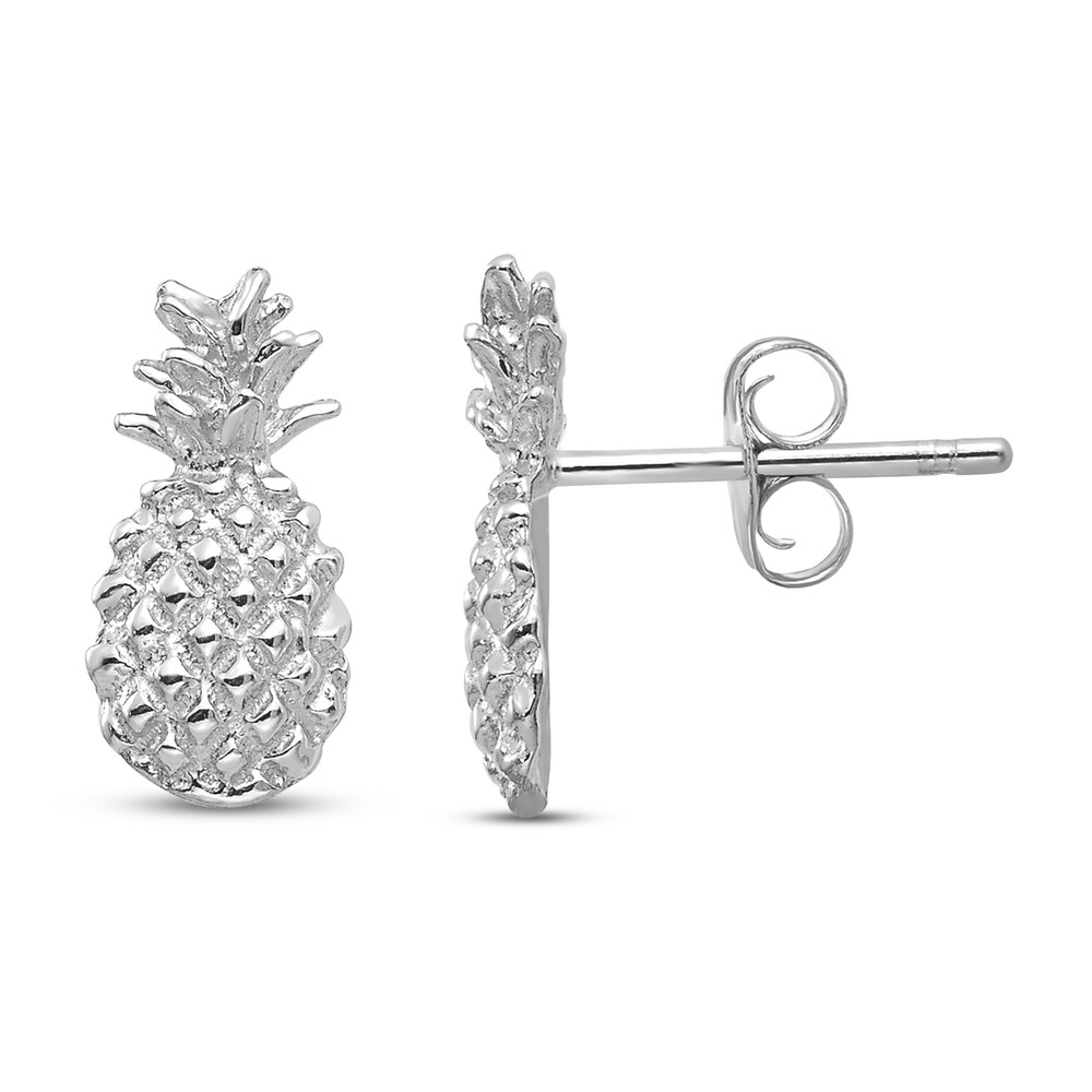 Pineapple Stud Earrings 14K White Gold wQ9eRiQM