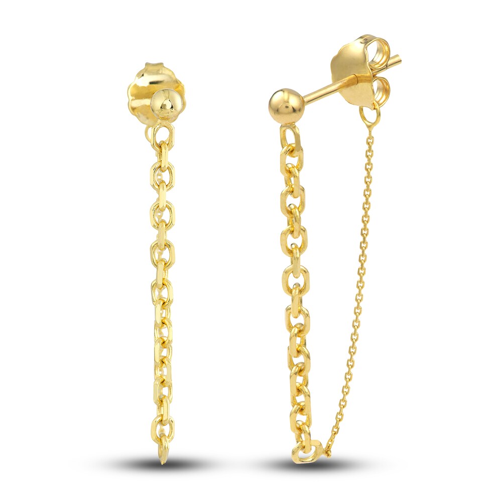 Cable Chain Drop Earrings 14K Yellow Gold wRuTg74m