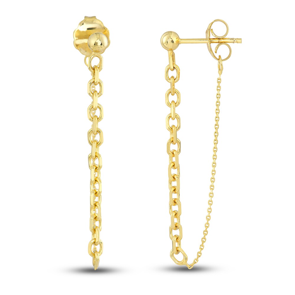 Cable Chain Drop Earrings 14K Yellow Gold wRuTg74m