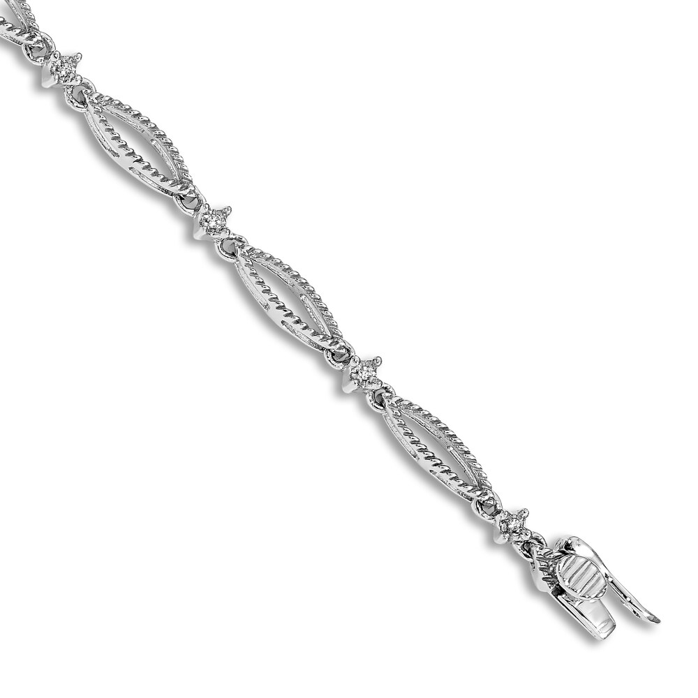 Diamond Bracelet 1/20 ct tw Round 14K White Gold 7\" wSmDWNO8