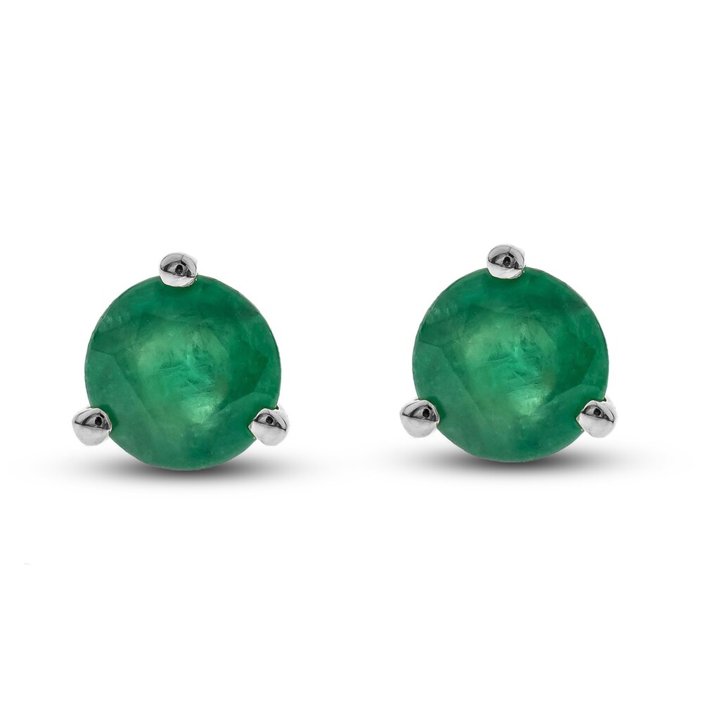 Natural Emerald Martini Stud Earrings 14K White Gold wV4WZjC5