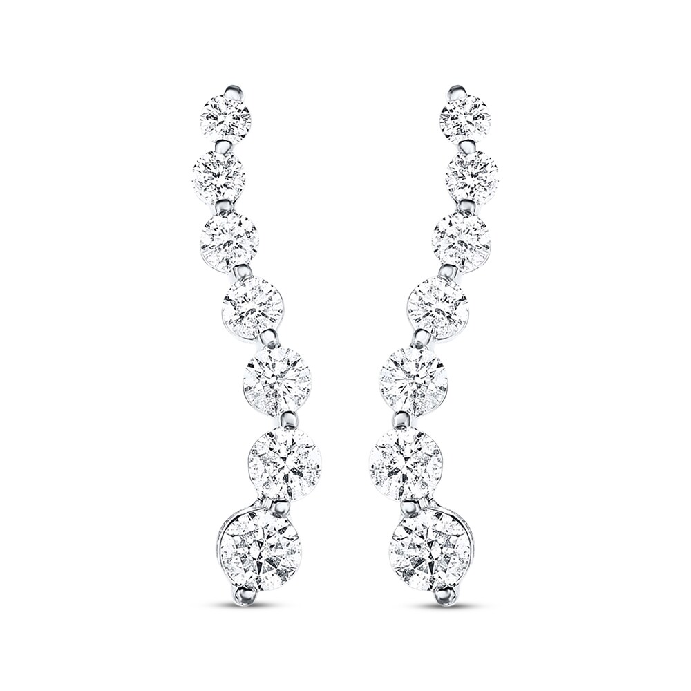 Diamond Drop Earrings 2 ct tw Round-cut 14K White Gold waUSwKhy