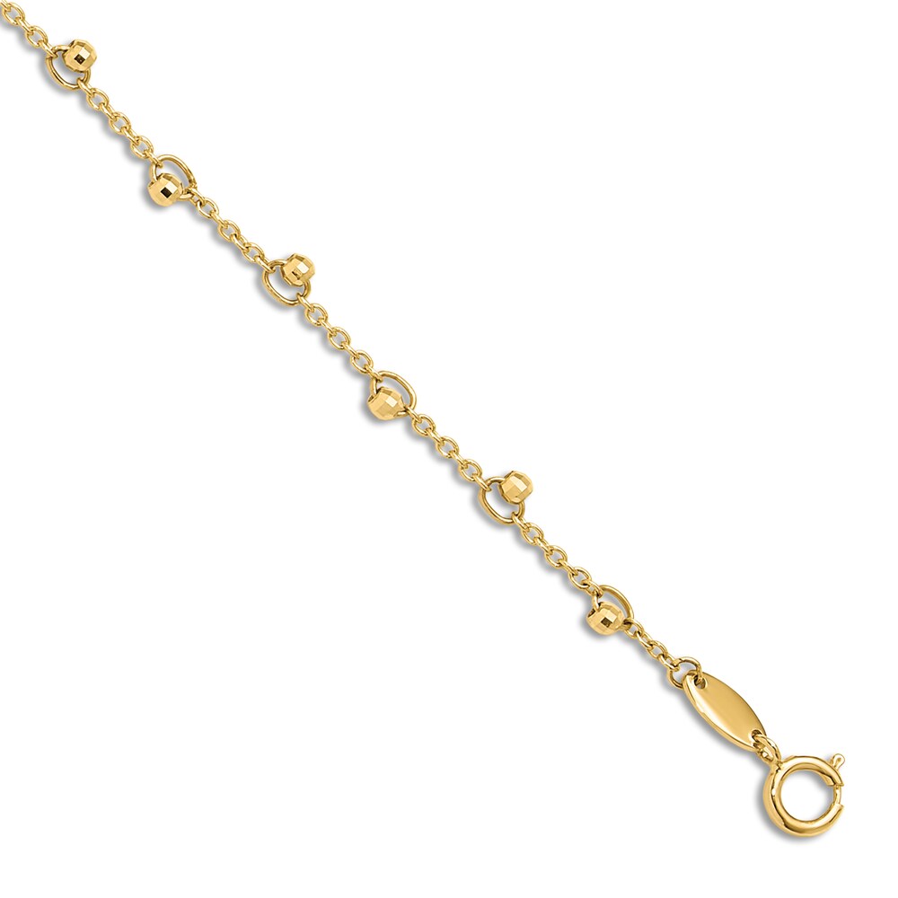 Diamond-Cut Bead Anklet 14K Yellow Gold 9" wbcxRXo7