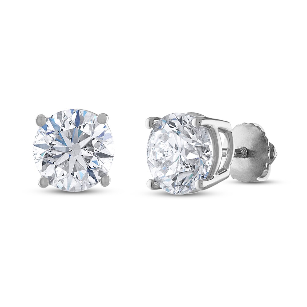 Certified Diamond Solitaire Earrings 4 ct tw Round 14K White Gold (I1/I) we7AlfRm