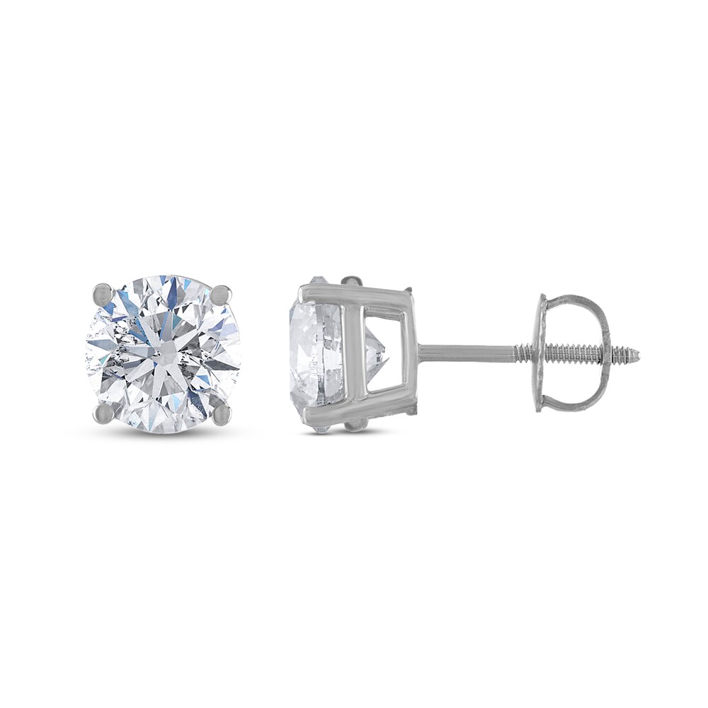 Certified Diamond Solitaire Earrings 4 ct tw Round 14K White Gold (I1/I) we7AlfRm