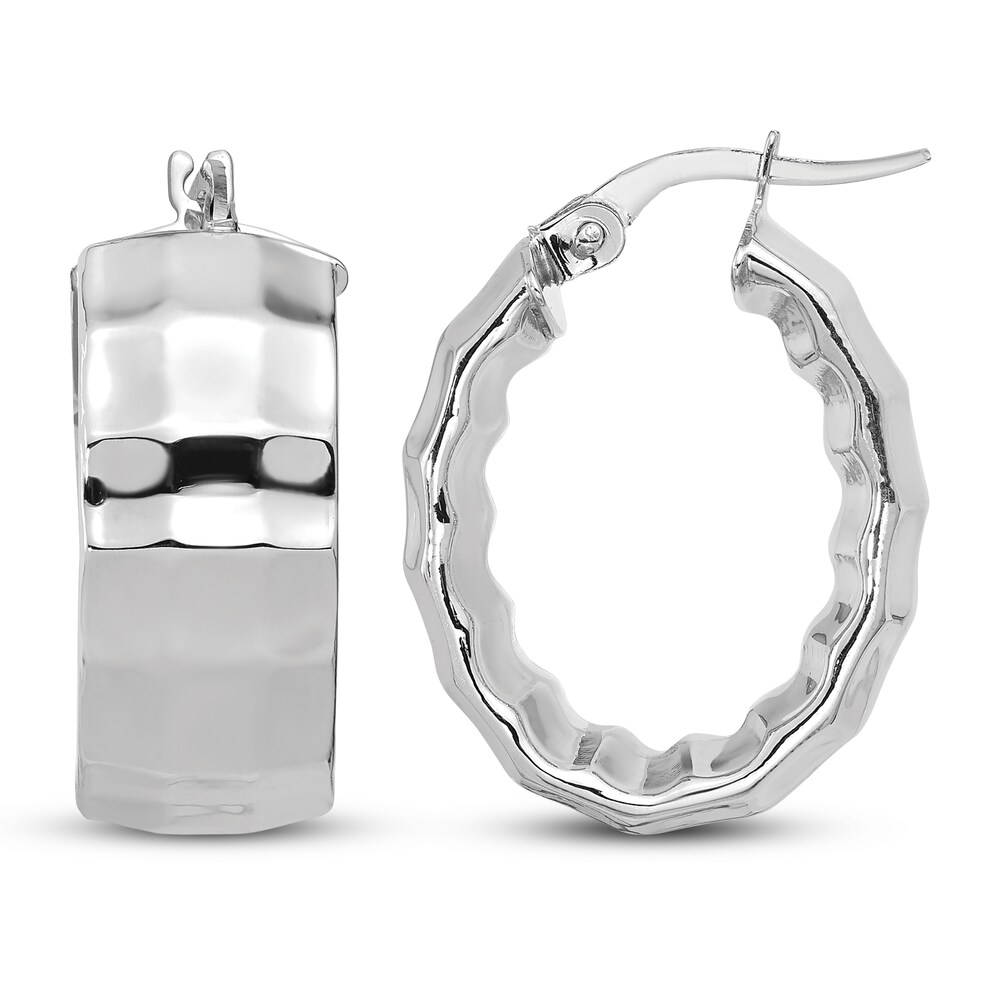 Textured Oval Hoop Earrings 14K White Gold weSmSpmN