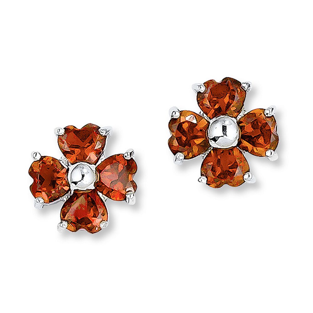 Garnet Flower Earrings Sterling Silver wnB0wJg1