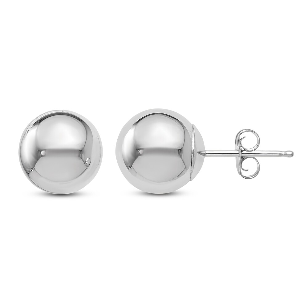 Ball Stud Earrings 14K White Gold 8MM wofzgNEf