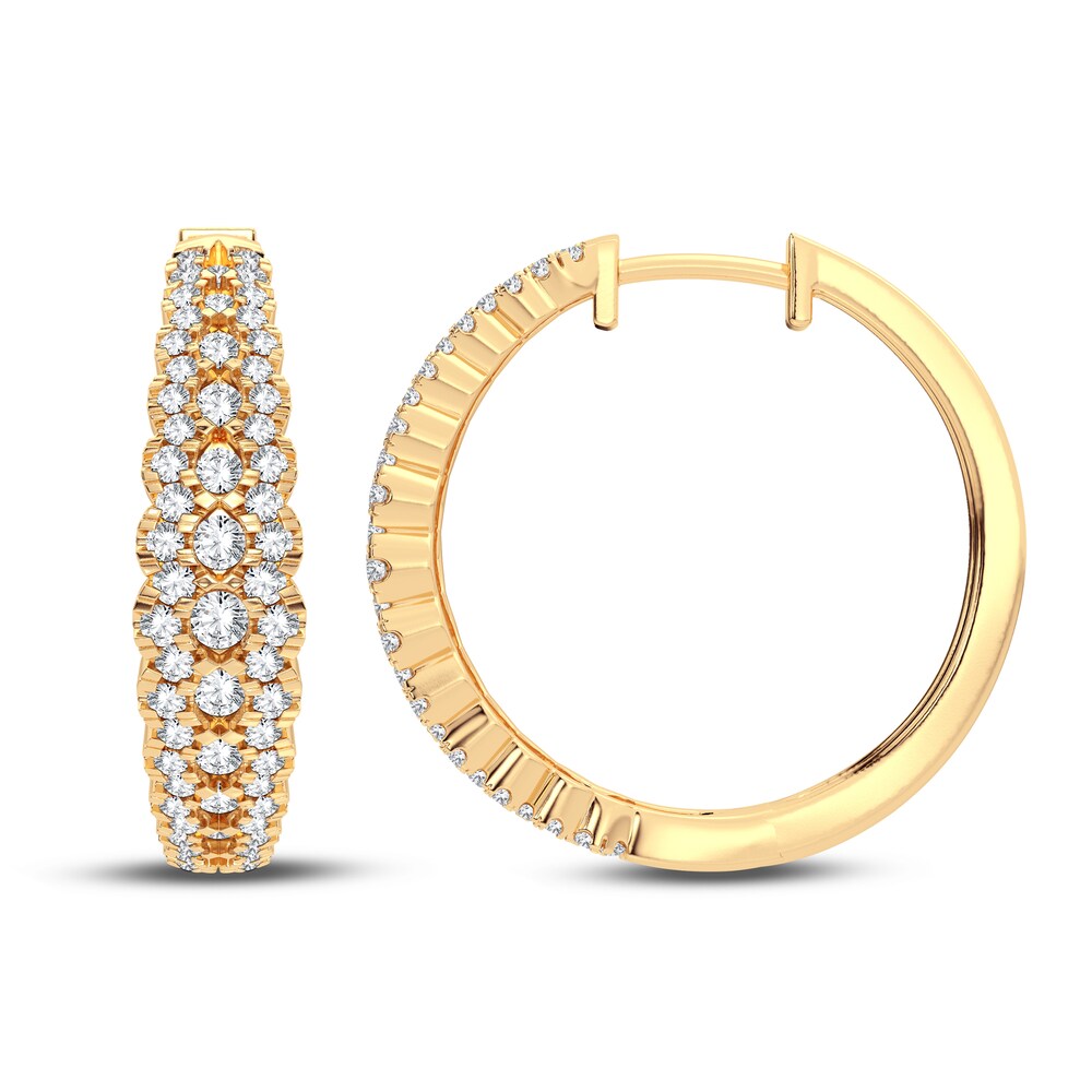 Diamond Hoop Earrings 1 ct tw Round 14K Yellow Gold wp9Rl5cS