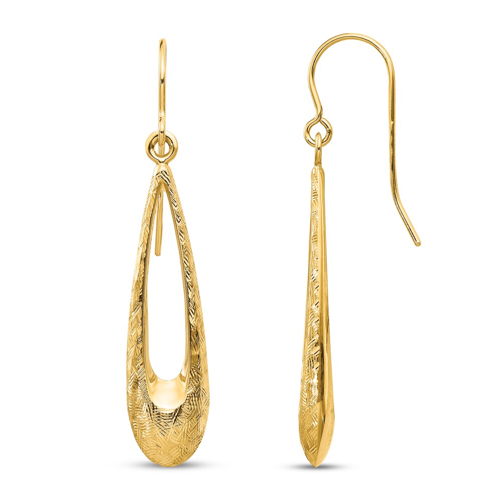 Textured Teardrop Dangle Earrings 14K Yellow Gold wpy8vTgS