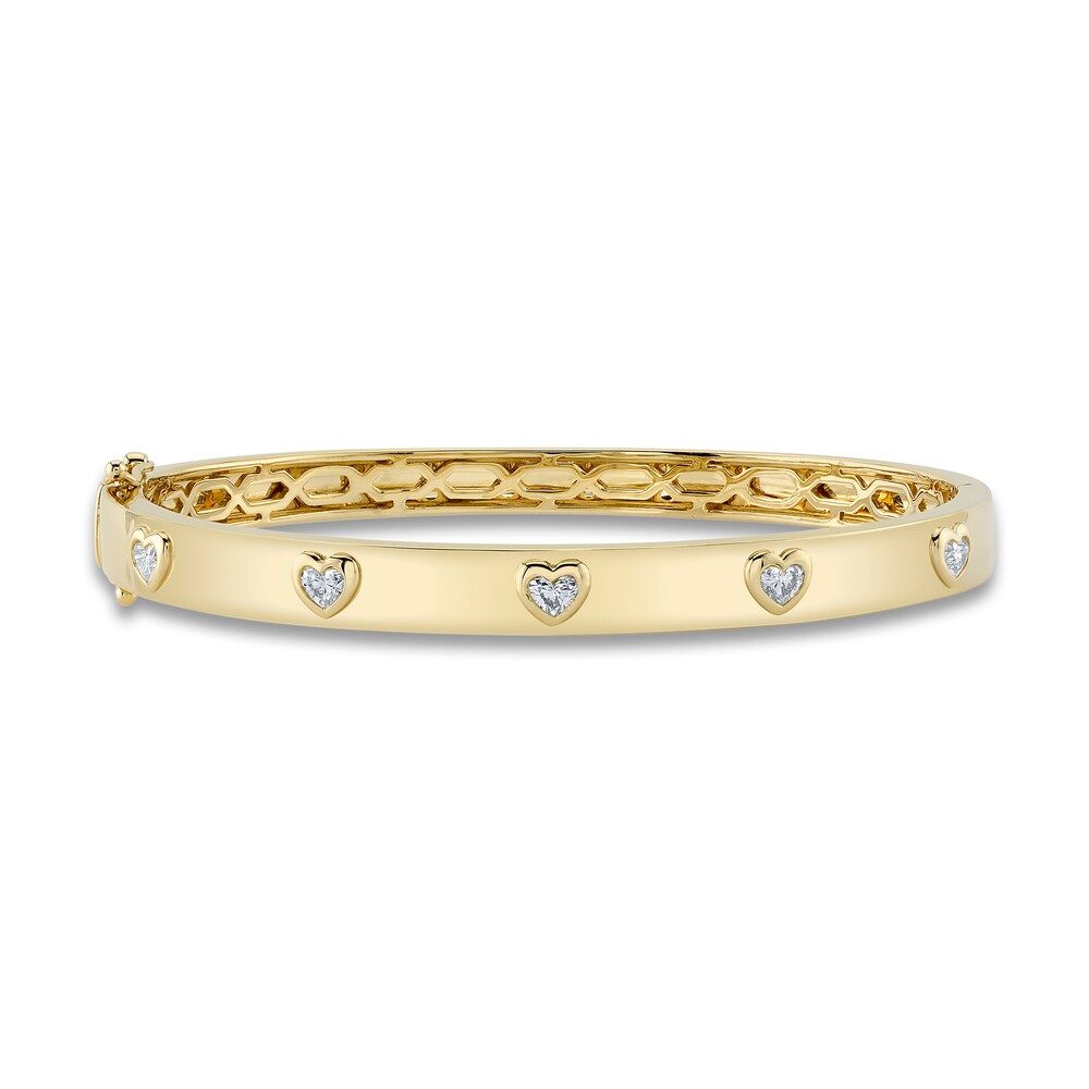 Shy Creation Diamond Heart Bangle Bracelet 1/2 ct tw Round 14K Yellow Gold SC55023803ZS wqD9ScVN