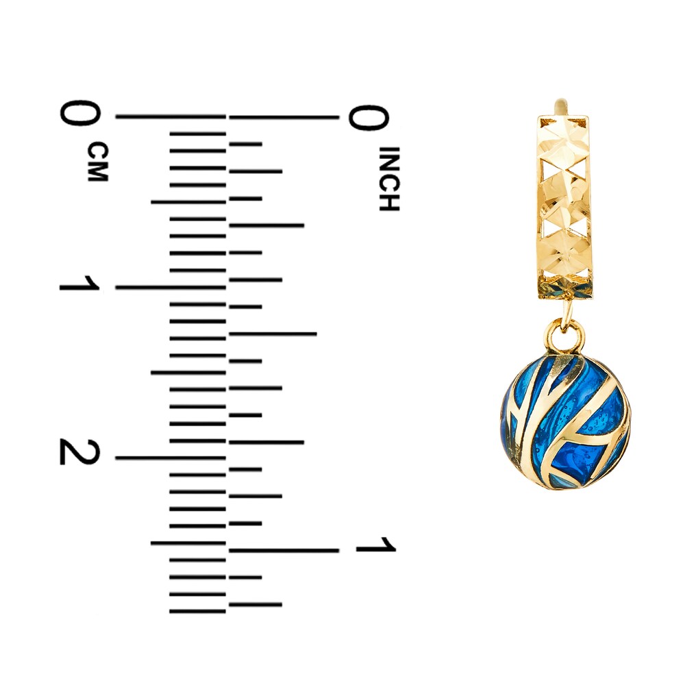 Italia D\'Oro Blue Enamel Diamond-Cut Dangle Earrings 14K Yellow Gold wsRUJu18