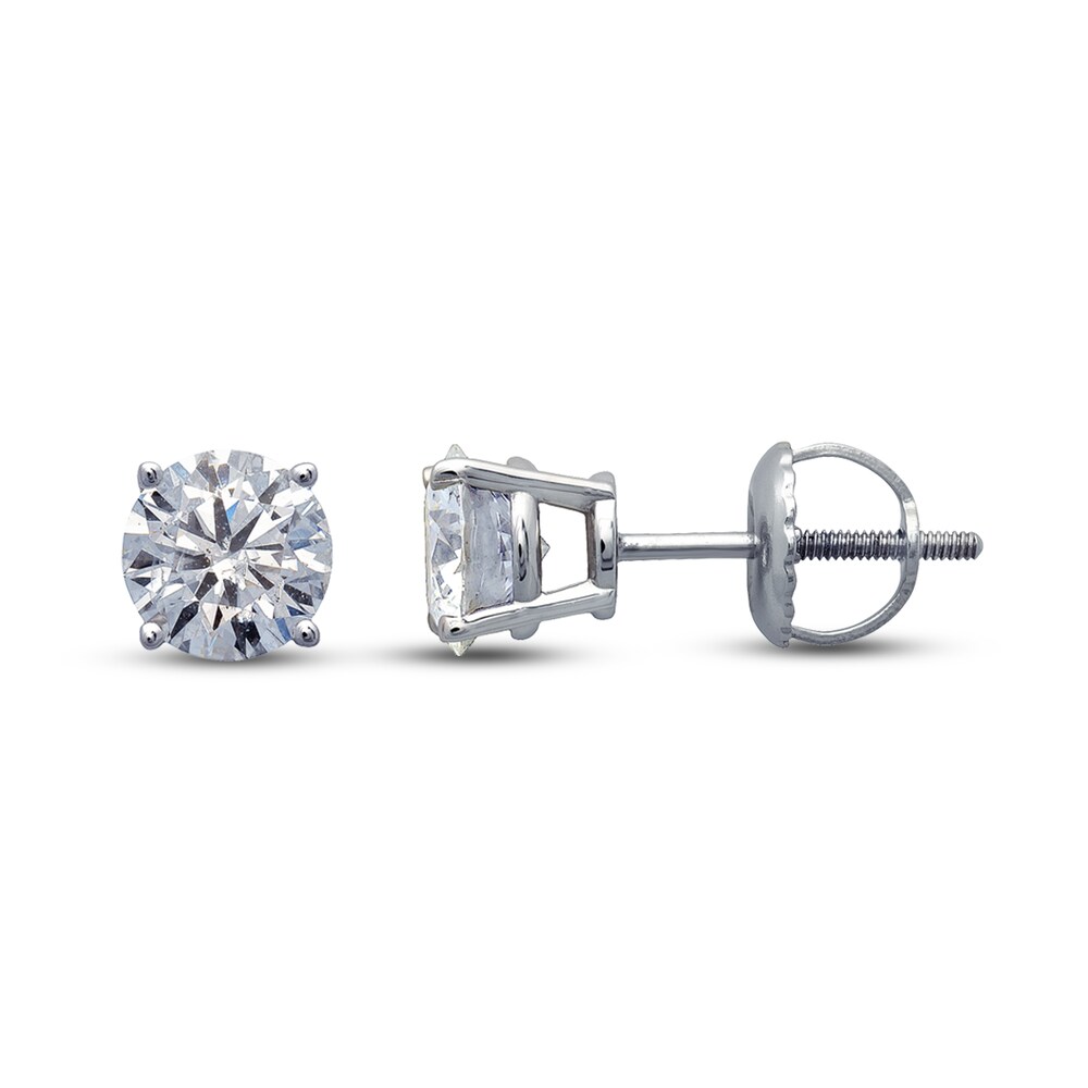 Certified Diamond Solitaire Earrings 1-1/4 ct tw Round 14K White Gold (I1/I) wtrdj6mV