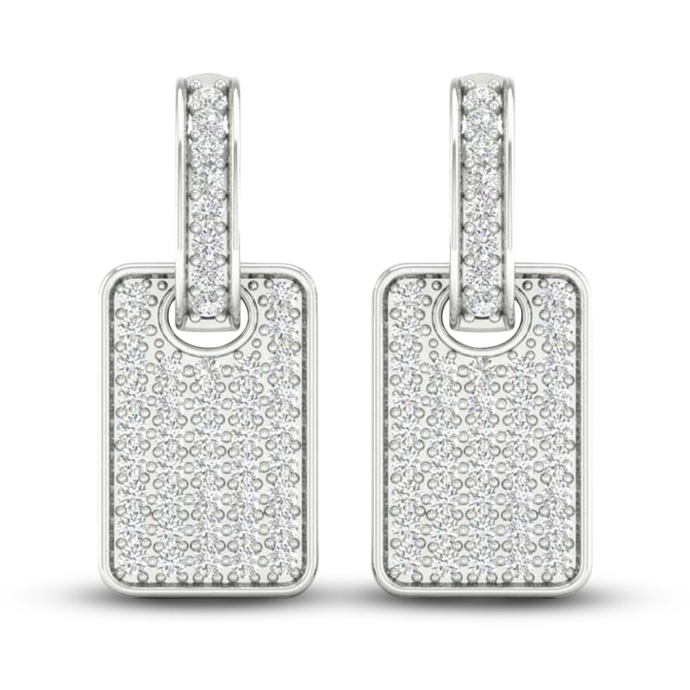 Men's Lab-Created Diamond Drop Earrings 3/4 ct tw Round 14K White Gold wxfaPsPP