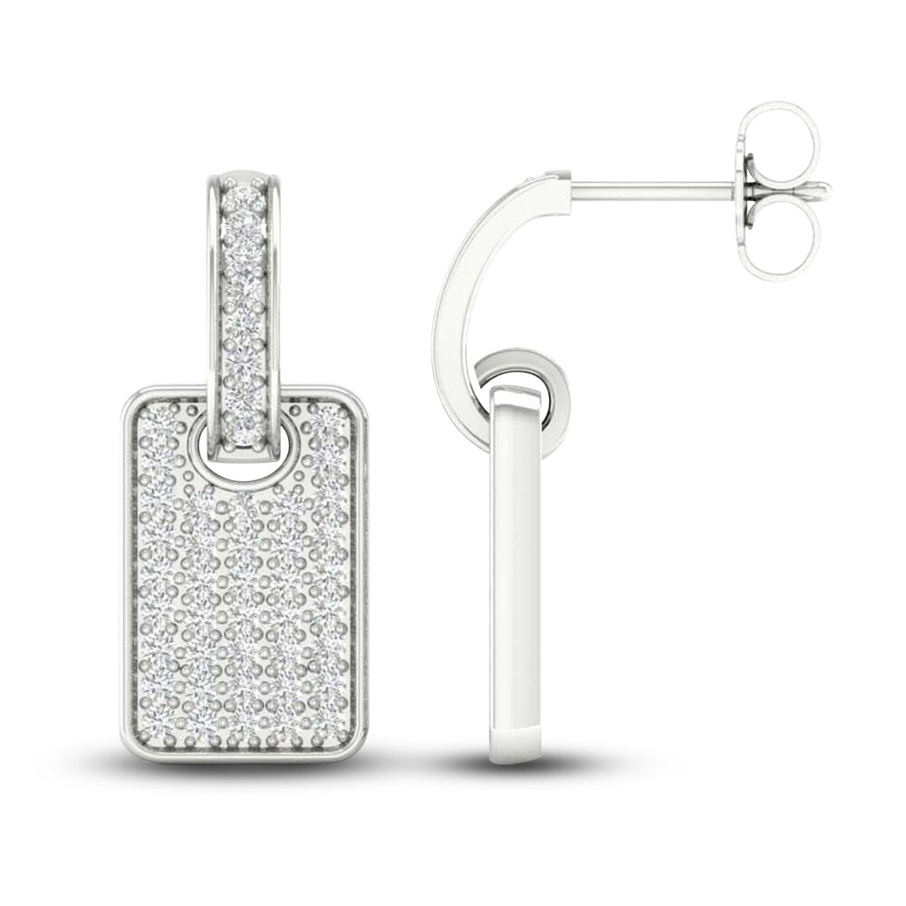 Men\'s Lab-Created Diamond Drop Earrings 3/4 ct tw Round 14K White Gold wxfaPsPP