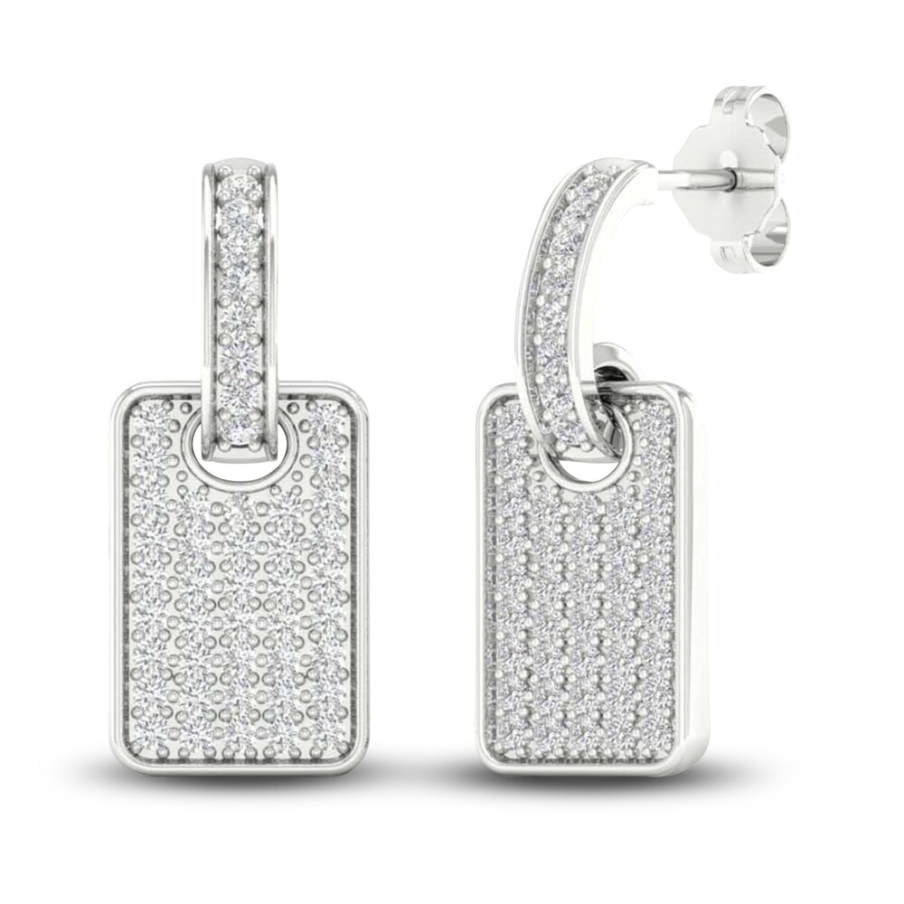 Men\'s Lab-Created Diamond Drop Earrings 3/4 ct tw Round 14K White Gold wxfaPsPP