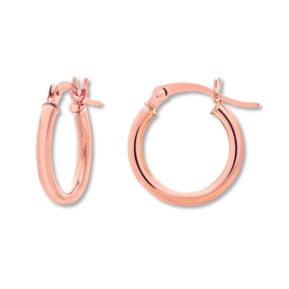 Round Hoop Earrings 14K Rose Gold wzk77DFC