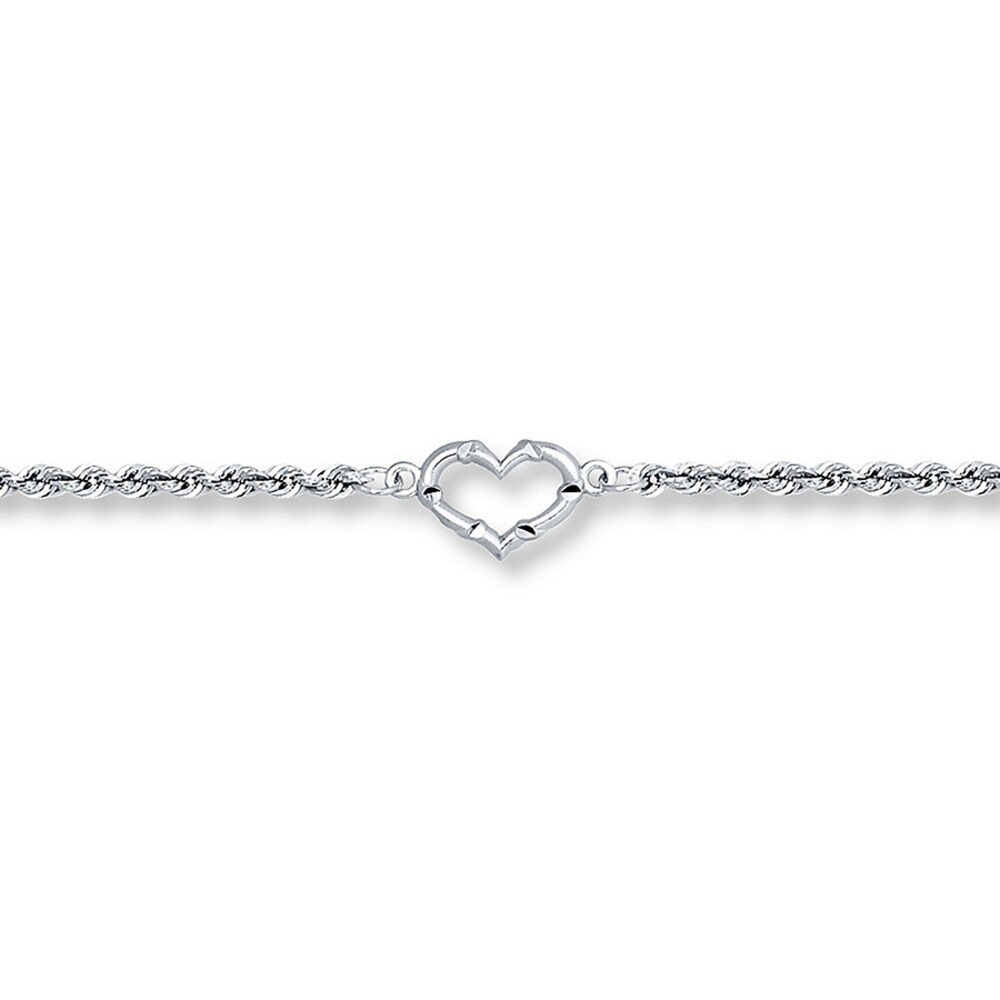 Heart Anklet 14K White Gold 10-inch Length x0AiwFIJ