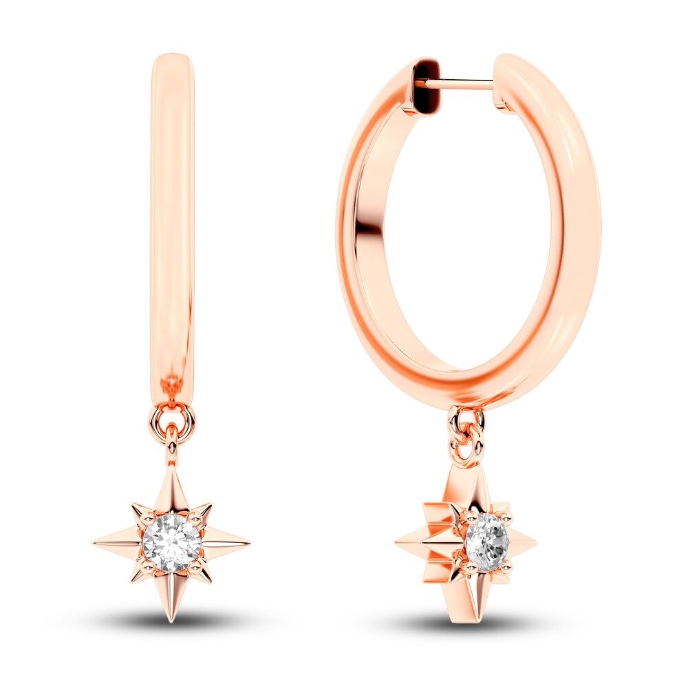 Juliette Maison Natural White Sapphire Starburst Hoops 10K Rose Gold x29hizTl