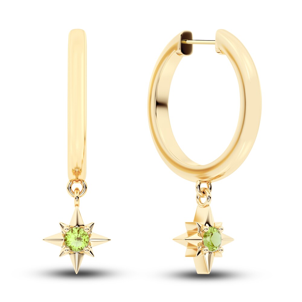 Juliette Maison Natural Peridot Starburst Hoops 10K Yellow Gold x4gj5tv2