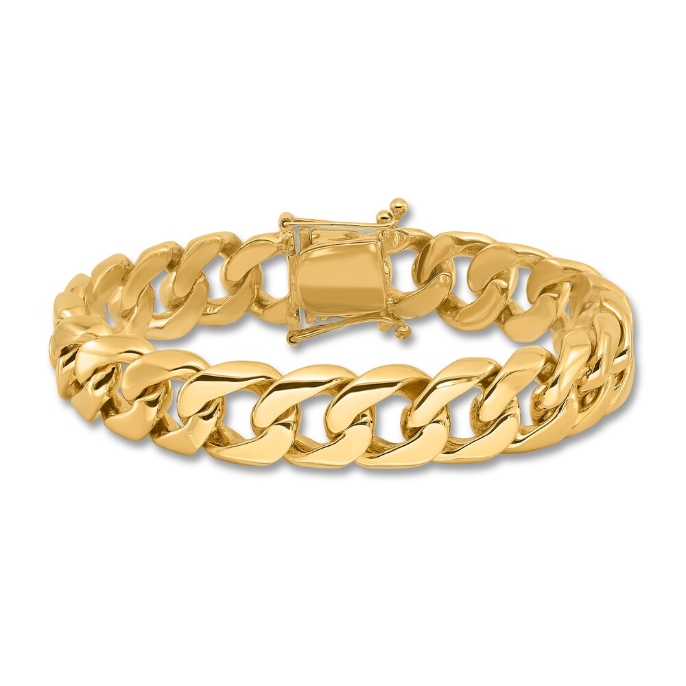 Men's Curb Chain Bracelet 14K Yellow Gold 13.4mm 8" xCfIjnz3