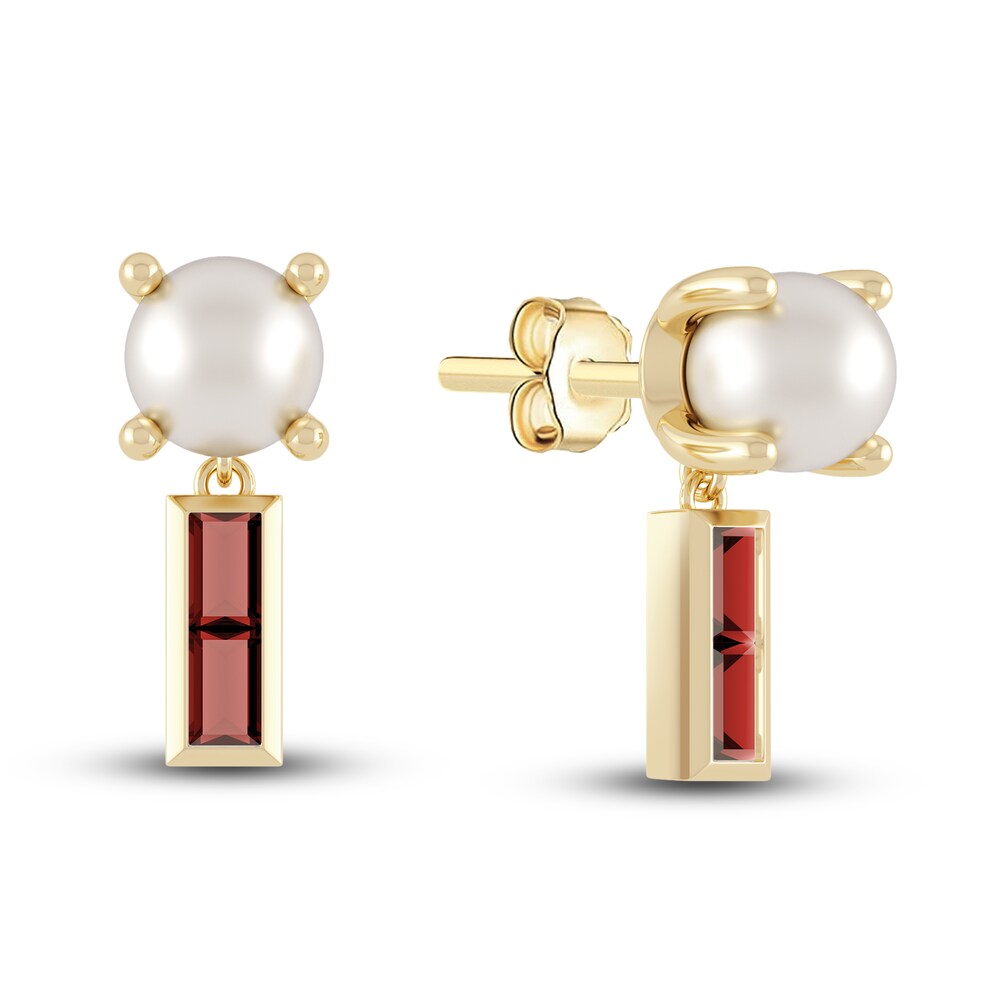 Juliette Maison Natural Garnet Baguette and Cultured Freshwater Pearl Earrings 10K Yellow Gold xCrveldR
