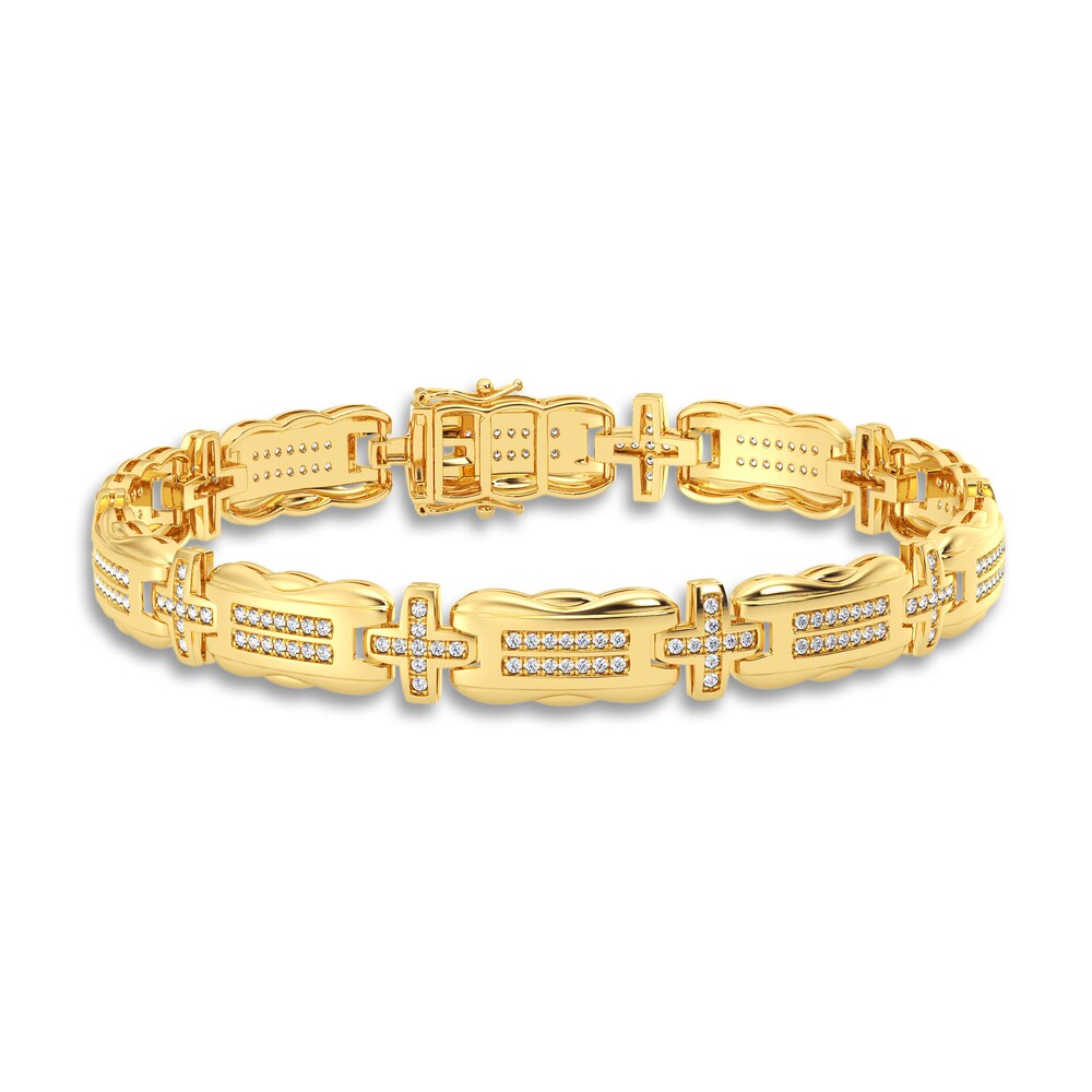 Men's Diamond Bracelet 1 ct tw Round 14K Yellow Gold 8.5" xDAPY3FQ