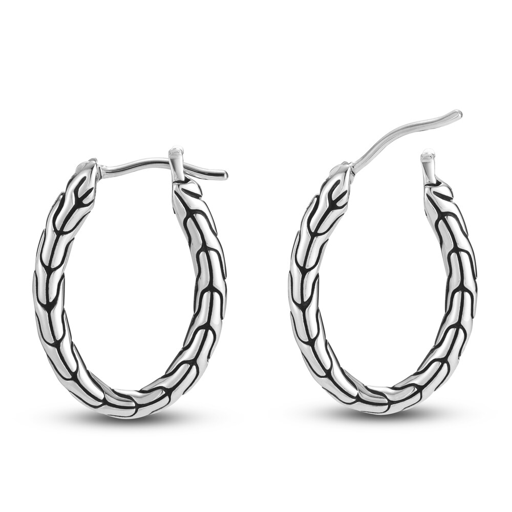 John Hardy Classic Motif Small Oval Hoop Earring Sterling Silver xDnY4ykw