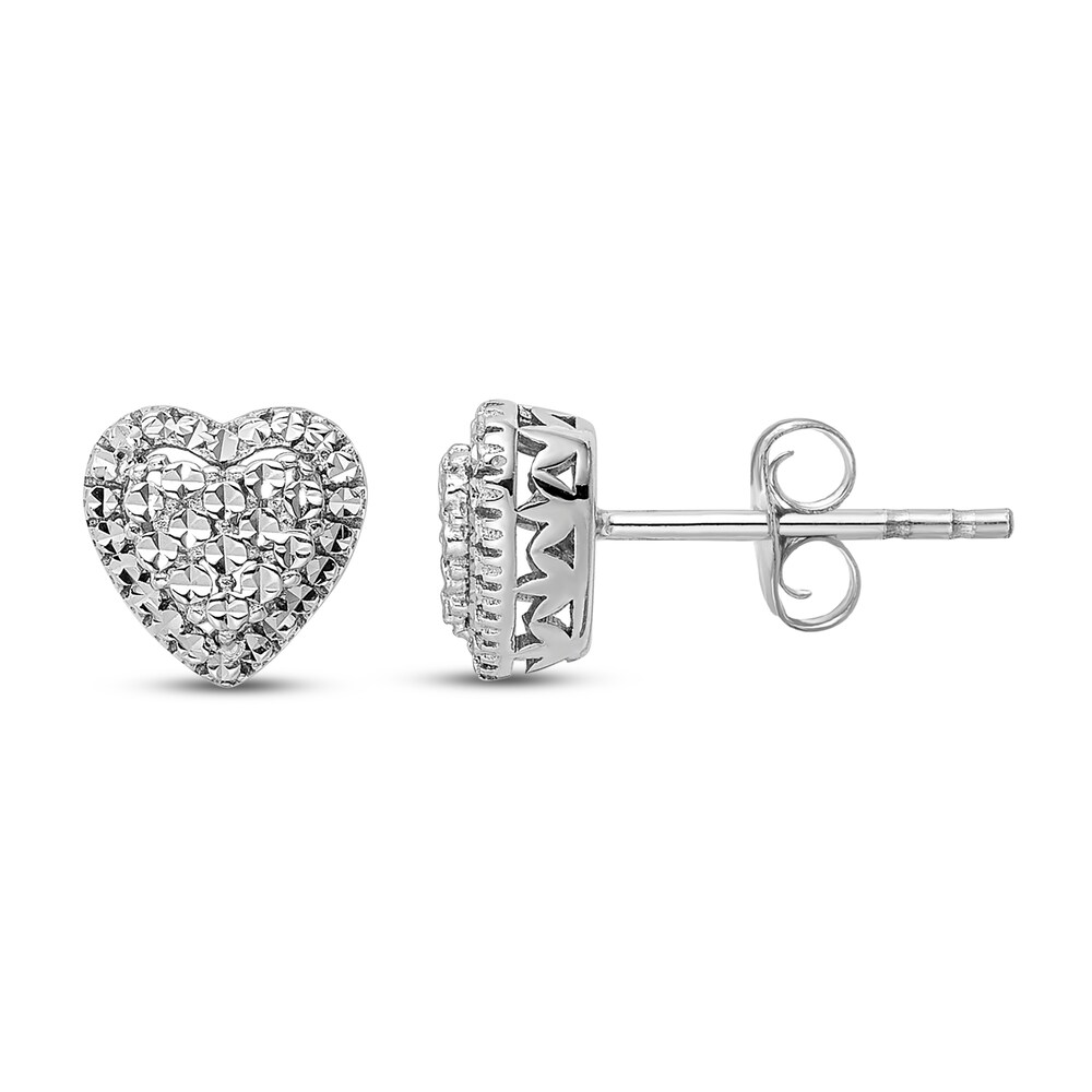 Diamond-cut Heart Stud Earrings 14K White Gold xNkGne3U