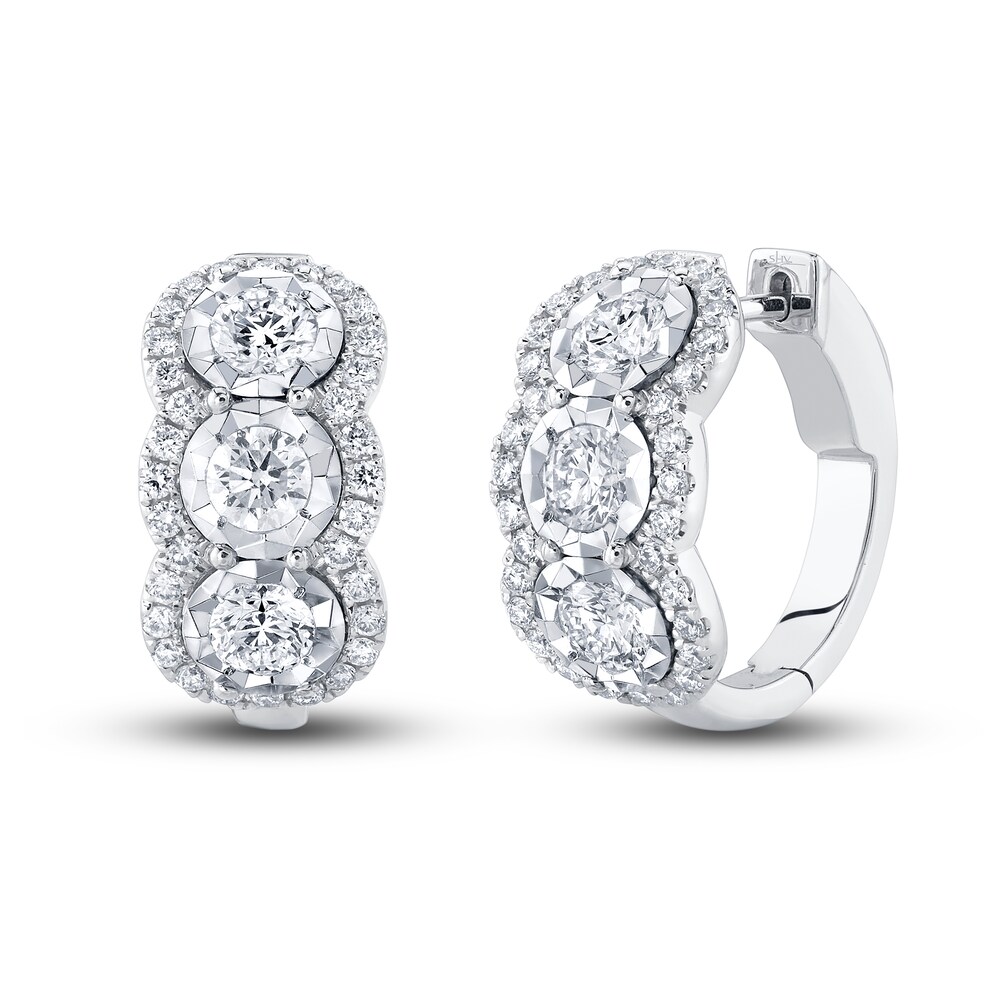 Shy Creation Diamond Hoop Earrings 1-3/4 ct tw Round 14K White Gold SC55023608D0.70 xNxR72lk