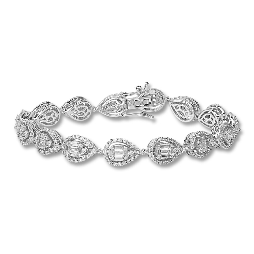 Diamond Tennis Bracelet 4 ct tw Round/Baguette 14K White Gold xaLtWWW1